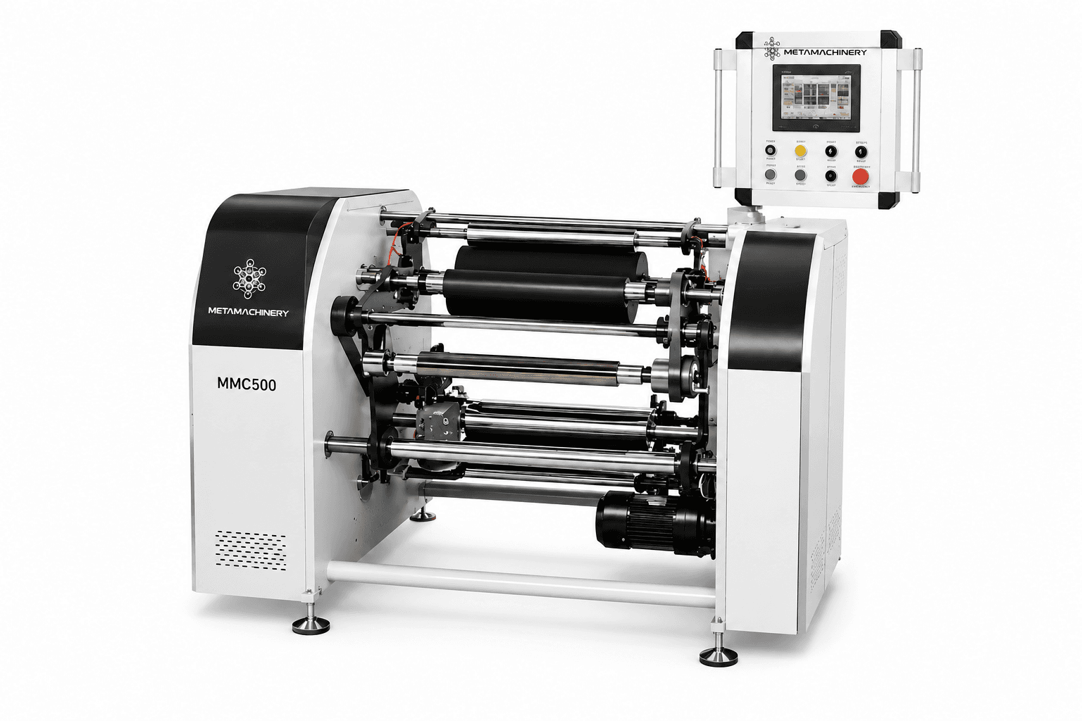 Rebobinador Nova Coreless MMC500 de Metamachinery para stretch film sin núcleo